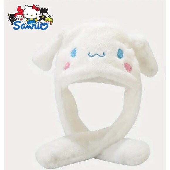 Sanrio white plush cinammoroll hat scarf animated ears fur - Picture 2 of 9